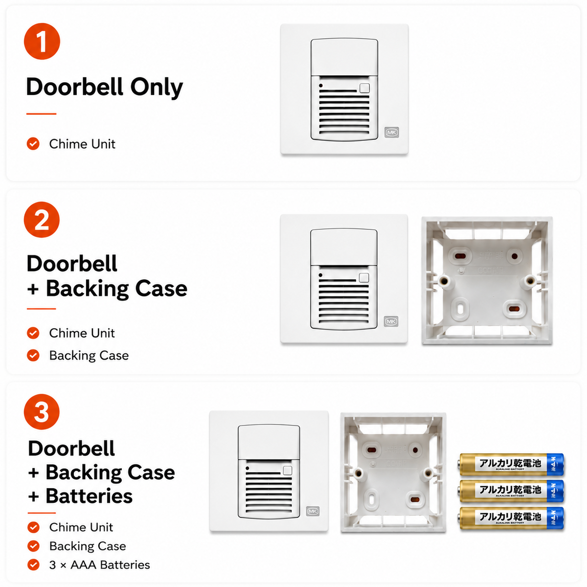 MK SlimLine Plus Wired Door Bell Chime (S4338WHI)